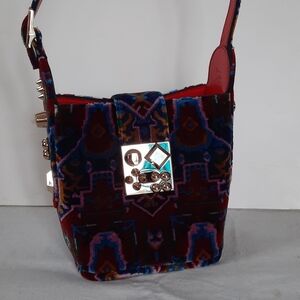 Christian Louboutin Multicolor Velvet Shoulder Bag with Metallic Accents